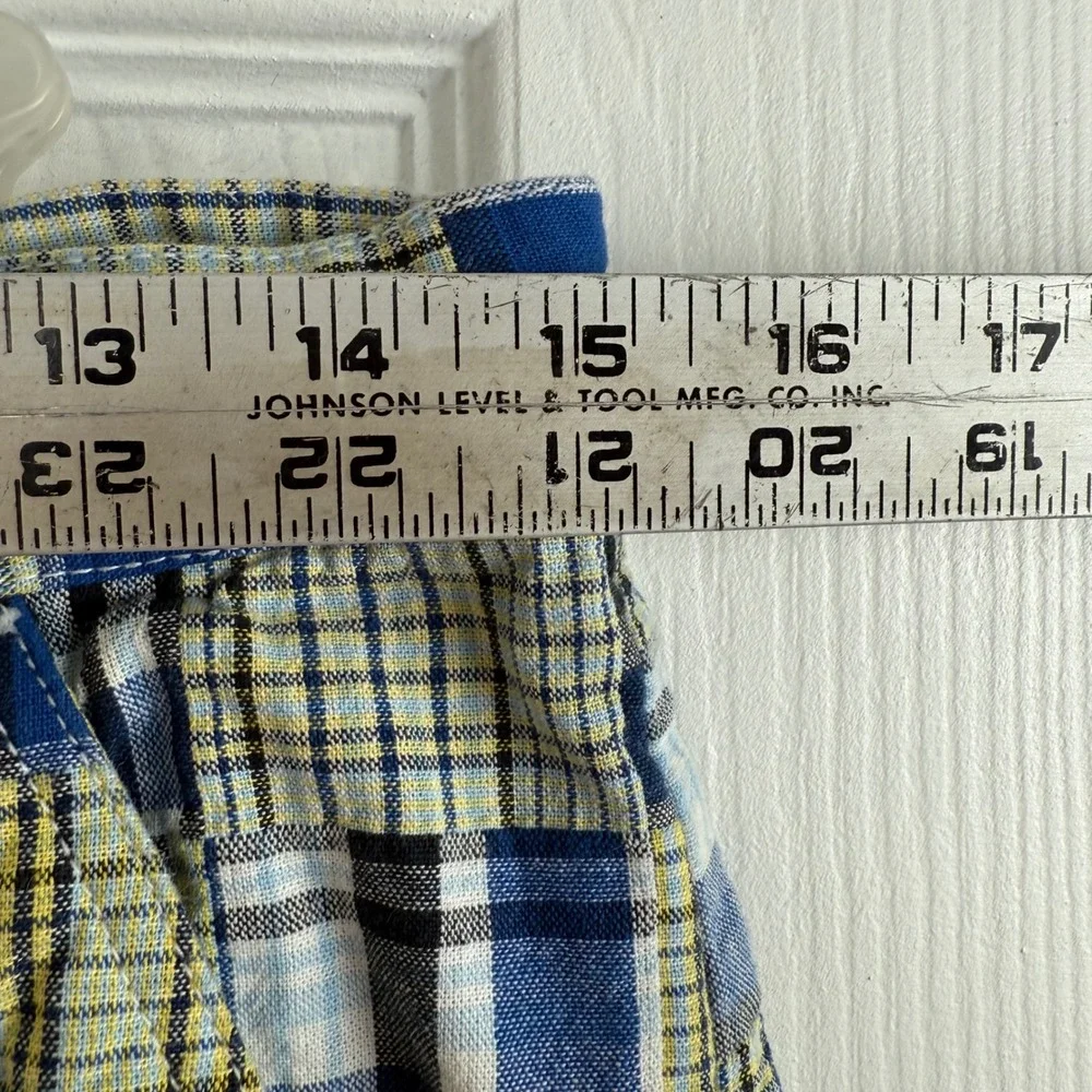 Vtg Southpole Plaid Patchwork Shorts Youth 20 Blue Yellow Y2K Streetwear Hip Hop